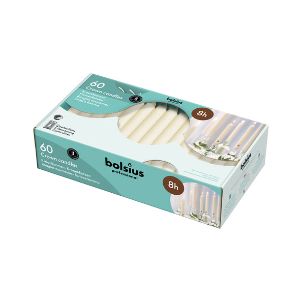 Bolsius professional kroonkaarsen ivoor 200 24mm 8 uur (60 stuks)