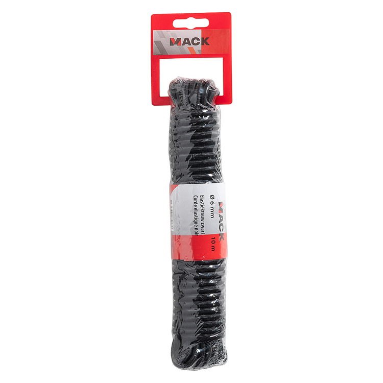 Mack 1072119 - elastiektouw zwart streng 6mm 10m | 5 stuks