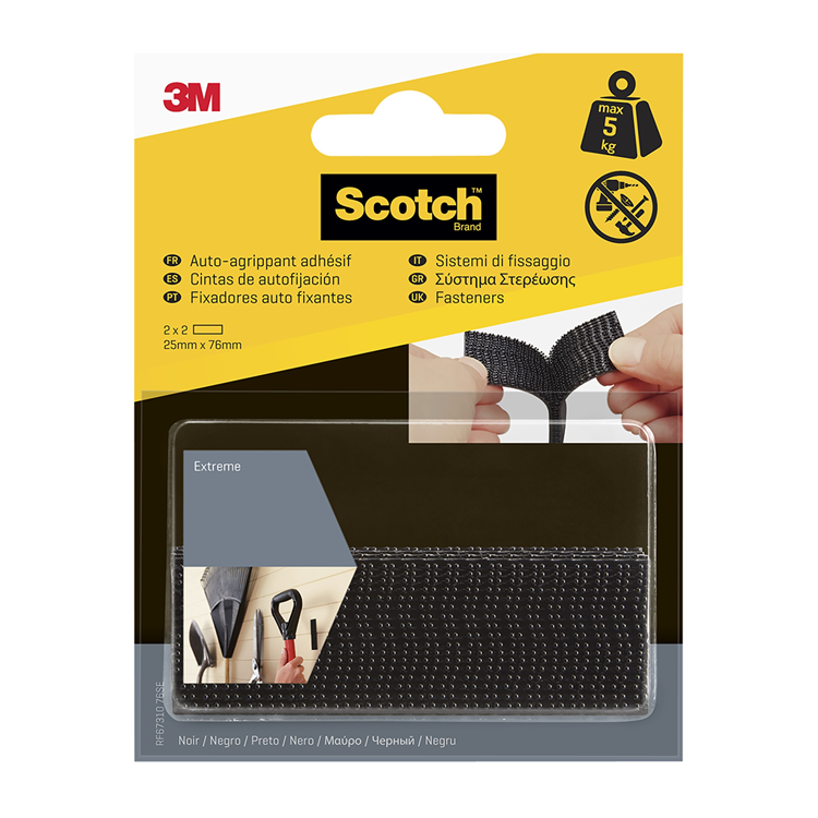 3m 1075817 - scotch extr. fasteners 25x75mm2sets pak zwart | 6 stuks
