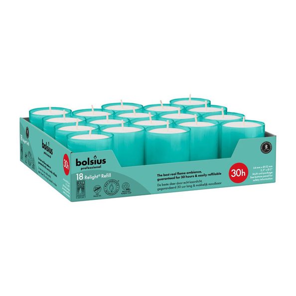 Bolsius professional relight navullingen aqua ø52x64 mm 30 uur (4x 18 stuks)