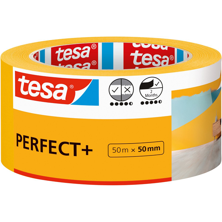 Tesa schilderstape perfect+ afplaktape dun washi papier nauwkeurig schilderen – 50m x 50mm