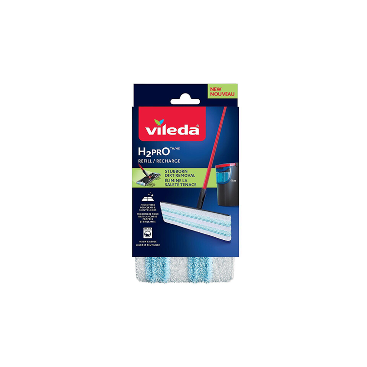 Vileda h2pro flatmop vervanging - 1 per verpakking - geschikt voor h2pro flat mop-systeem - voor harde vloeren