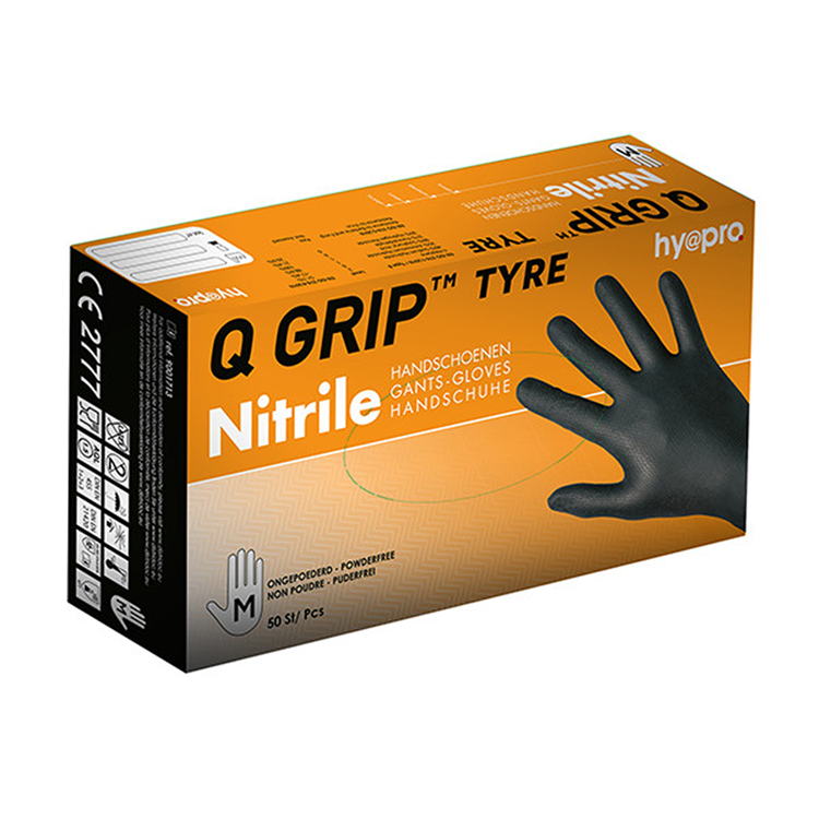 Hy@pro 1074051 - nitril handschoenen m zwart q grip 50st | 5 stuks