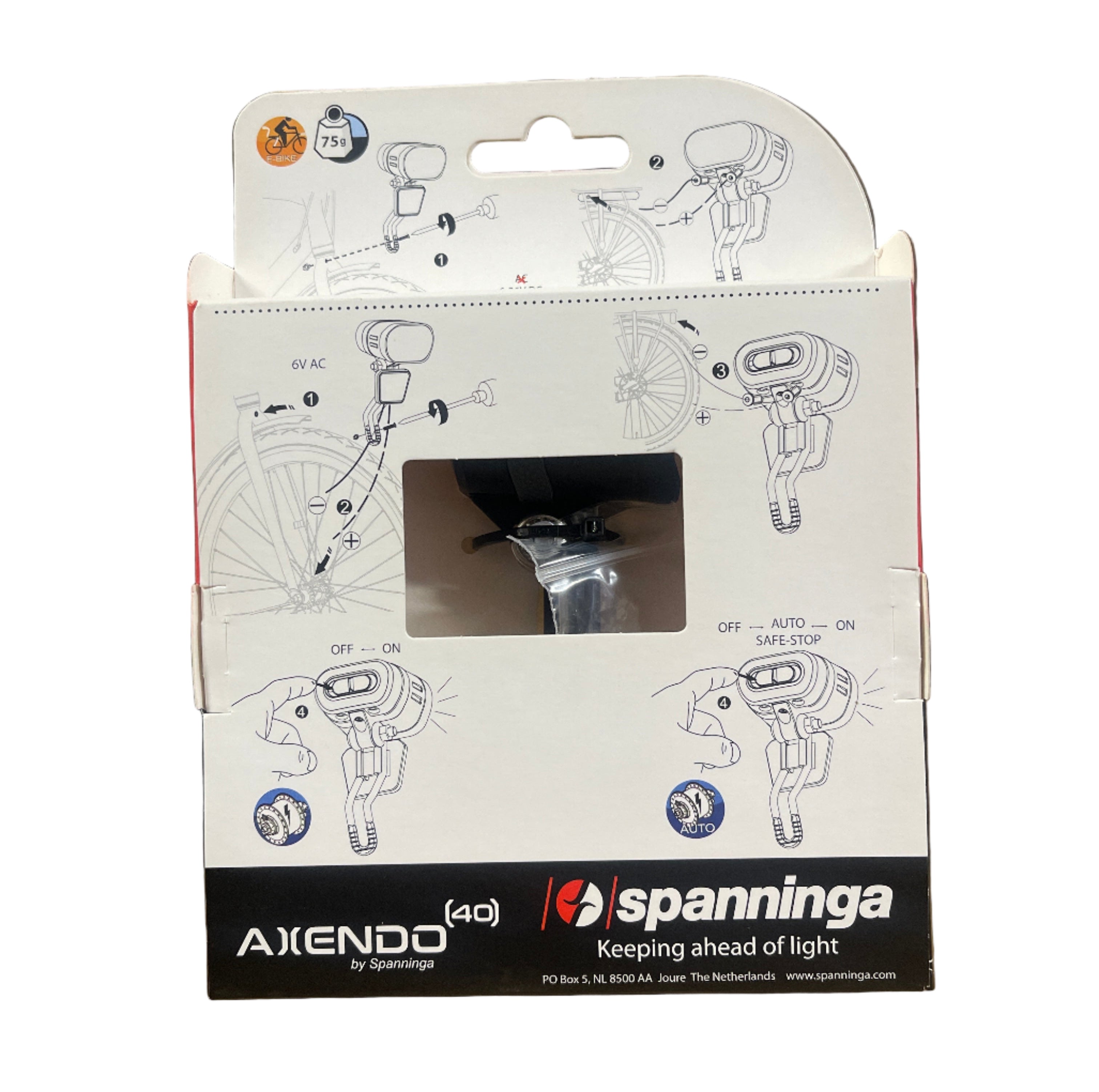 Spanninga koplamp Axendo 40 XE E-bike 6V-36V