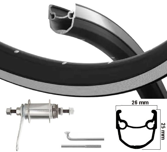 Kgs achterwiel 28 inch (622) alu velg zwart ventura histop remnaaf