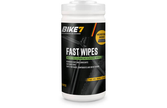 Bike7 - pot de lingettes rapides avec 70 lingettes, y compris un chiffon de nettoyage en microfibre