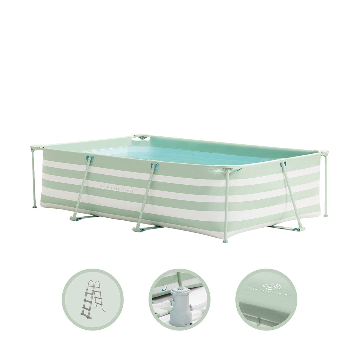 Essentie | groen wit opzet zwembad 300x200x75 cm incl. opzetstuk accessoires
