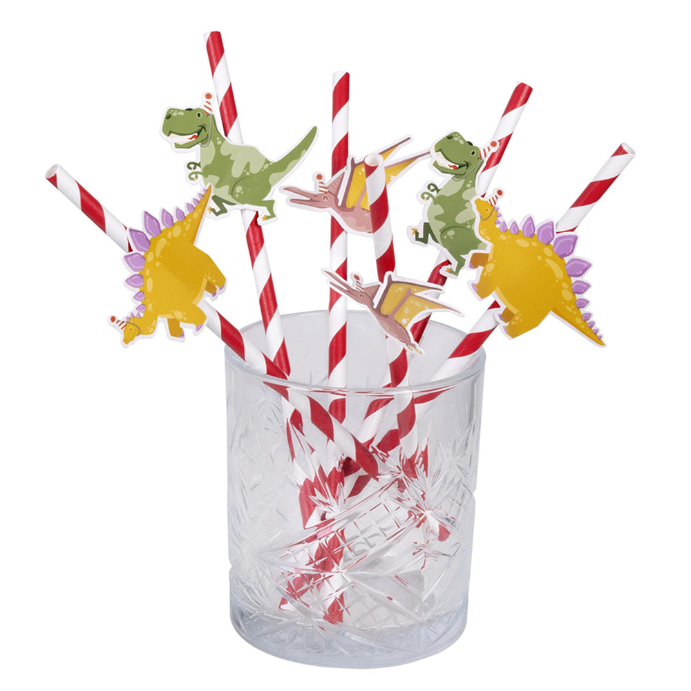 Boland papieren rietjes dino party 3 designs set a 6 stuks 20cm