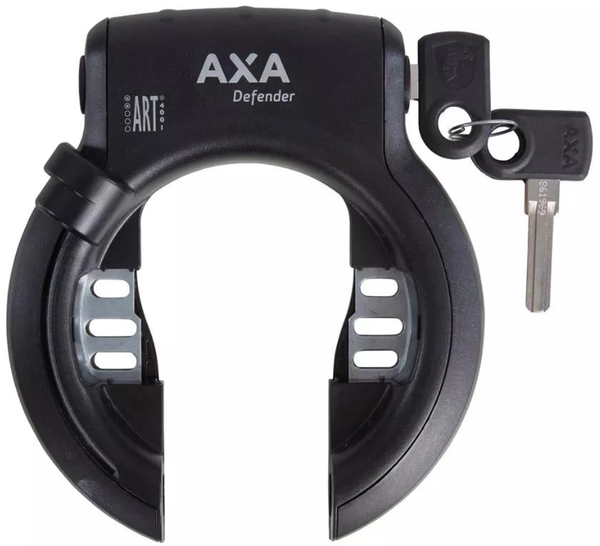 Ringslot Axa Defender met Bosch 2 rackcilinder - glanzend zwart (werkplaatsverpakking)