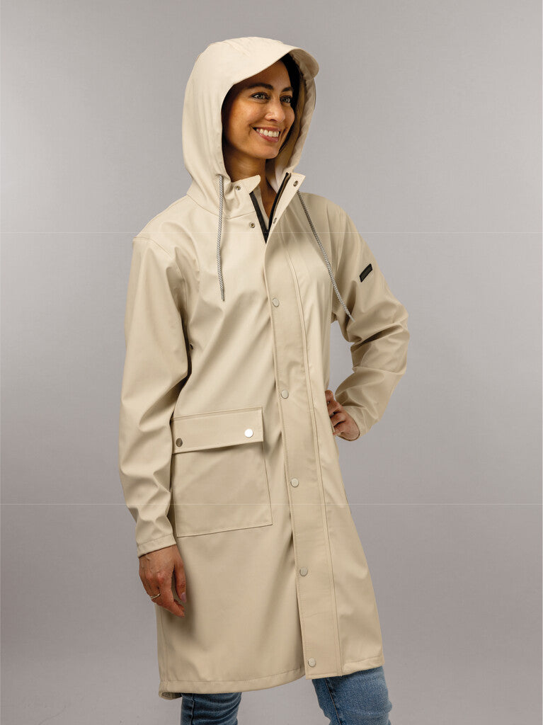 Mirage regenjas regen trenchcoat - maat m - gemaakt van polyester soft touch - gebroken wit