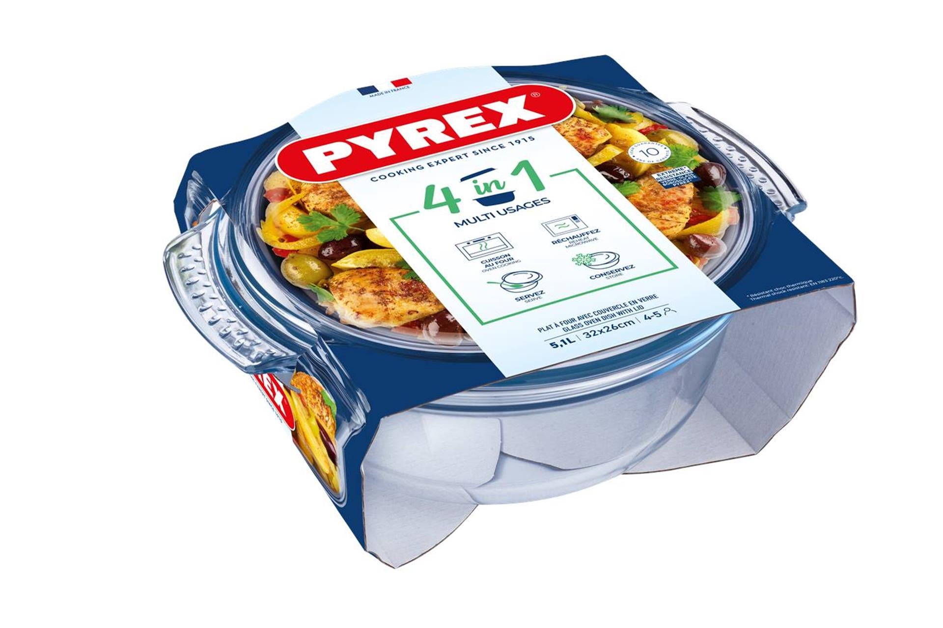 Pyrex dekschaal 3,75l rond klassiek