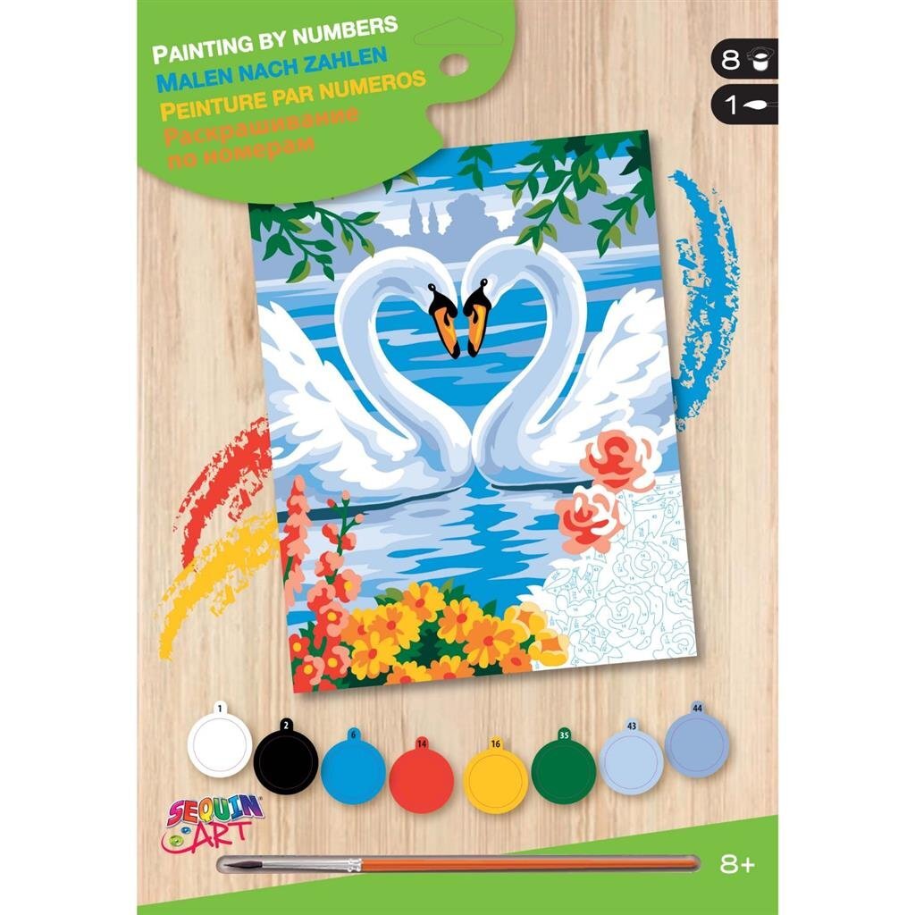 Paillettenkunst schilderen op nummer zwanen