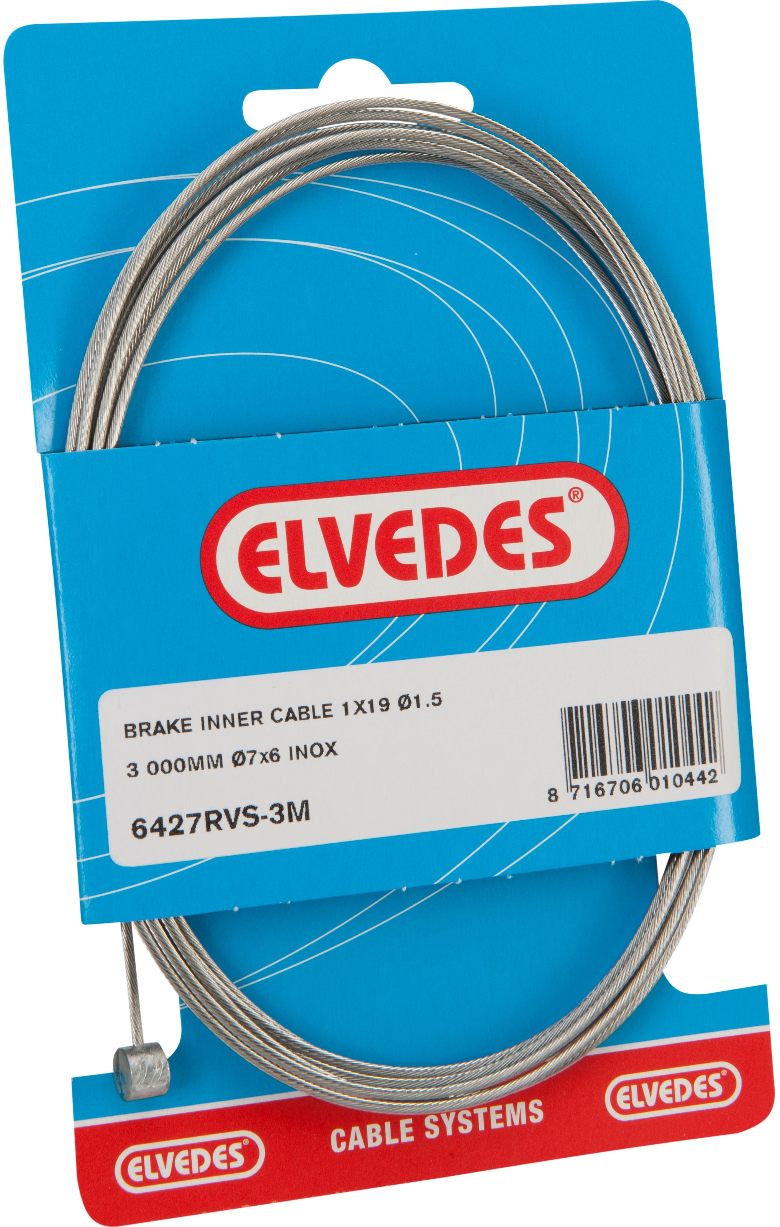 Elvedes rem binnenkabel RVS 4m 2 nippels ton 7x6 peer 5,5x10