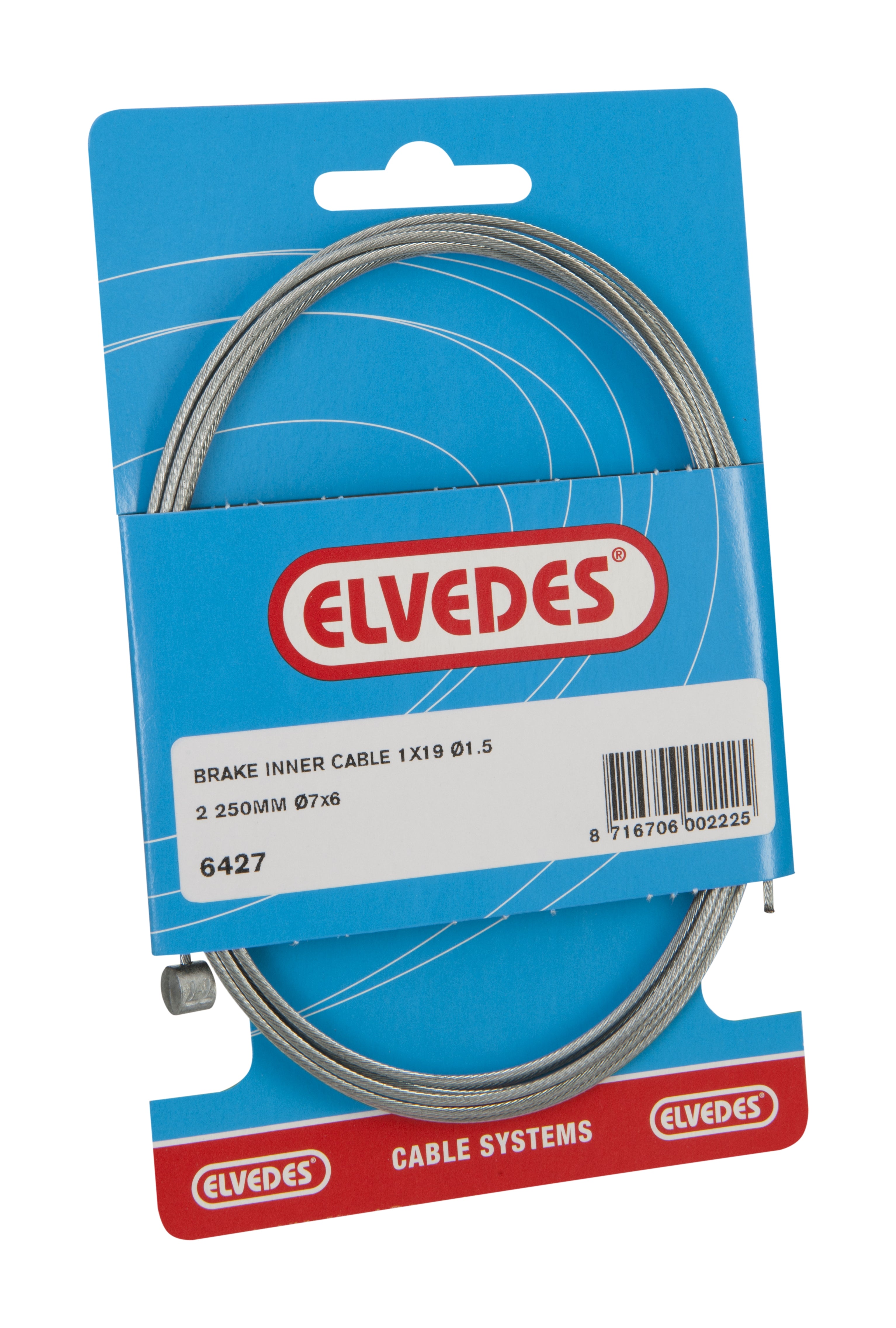 Elvedes rem binnenkabel 2250mm gegalvaniseerd ø1,5mm t-nippel (op kaart)