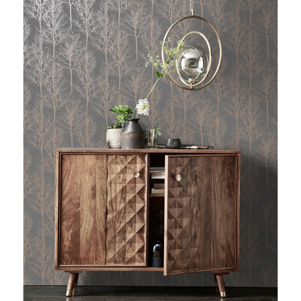 Dutch wallcoverings behang nandoes grijs en roségoudkleurig