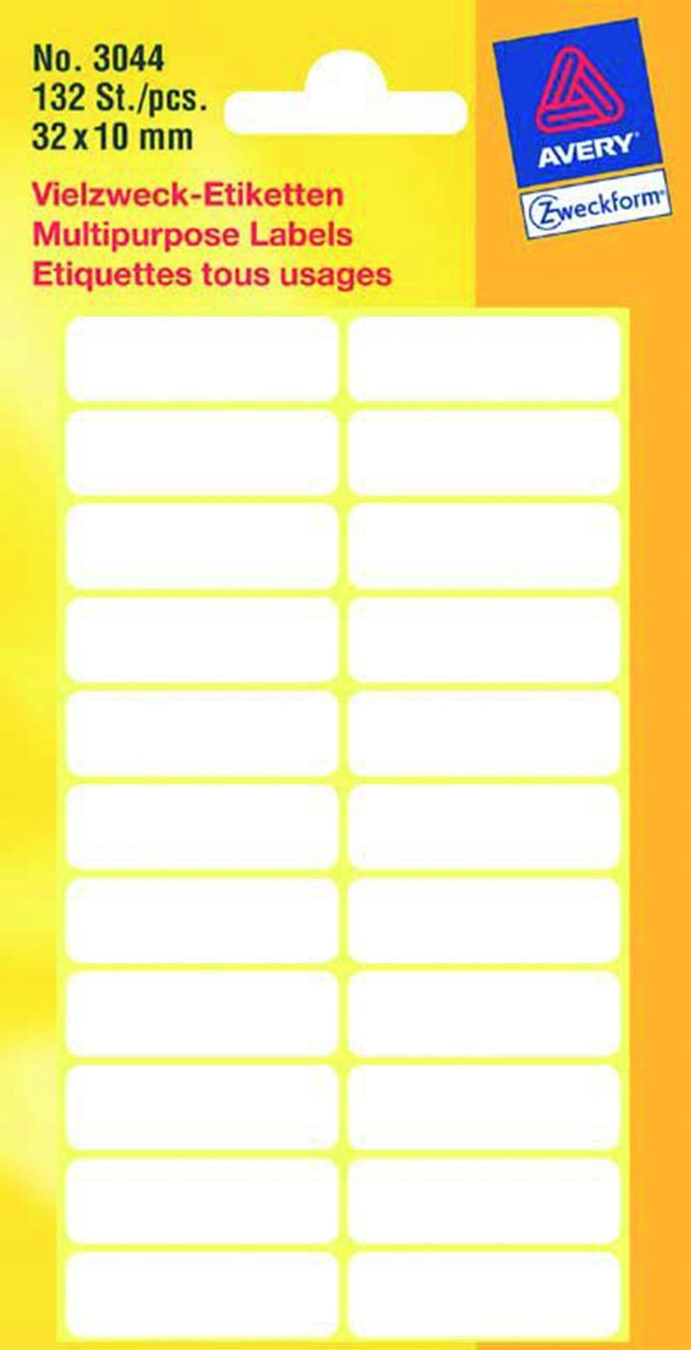 Kangaro etiket zweckform 32x10mm wit blister a 132 etiketjes bundel a 10 pakjes