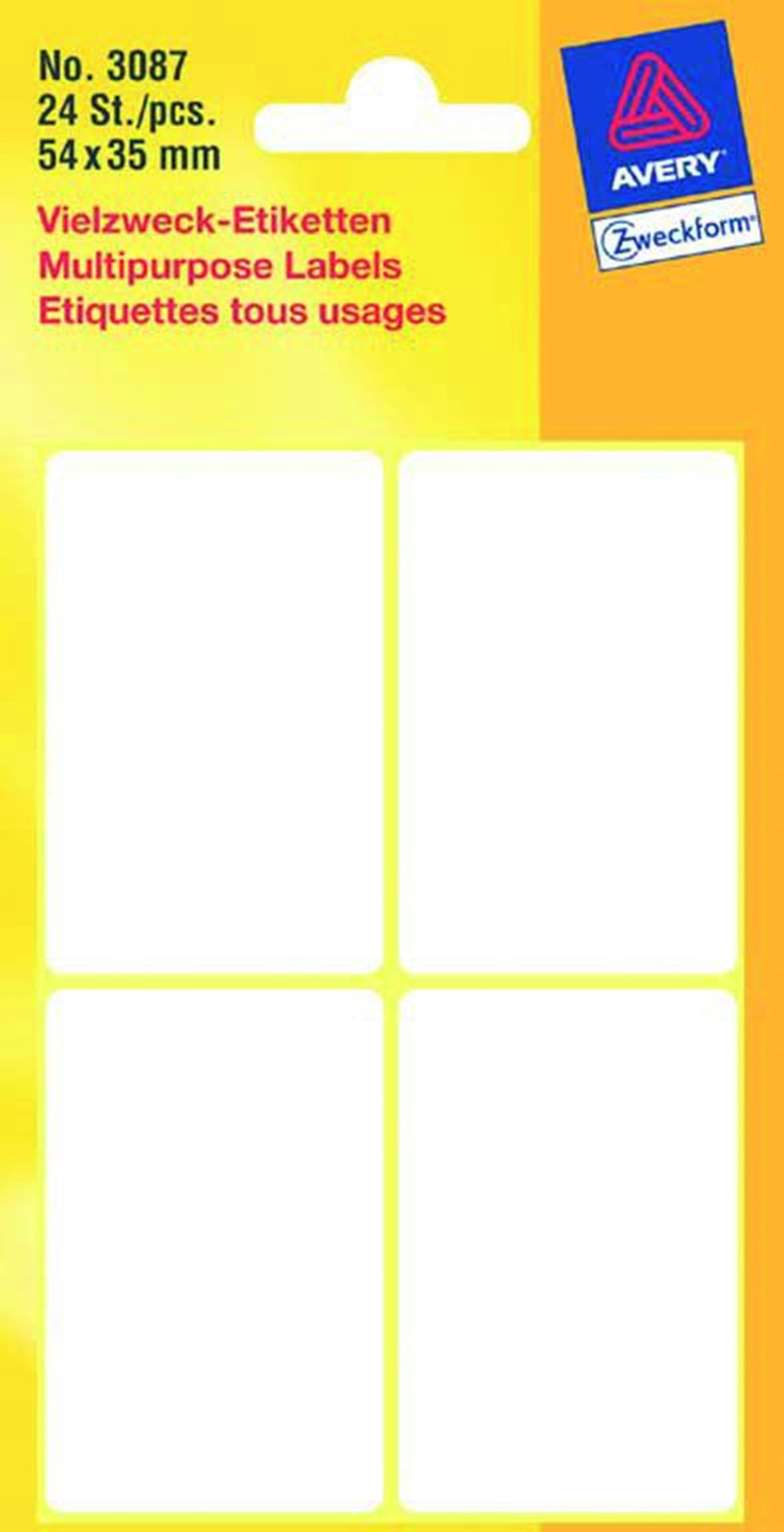 Kangaro etiket zweckform 54x35mm wit blister a 24 etiketjes. bundel a 10 pakjes
