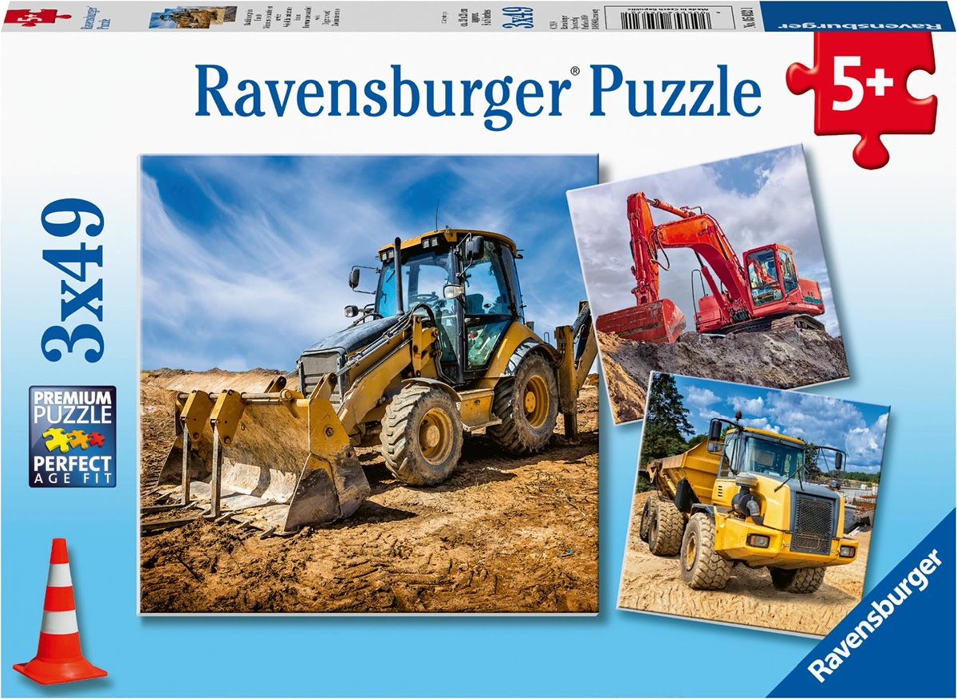Ravensburger - Bouwmachines aan het Werk Puzzel 3x49st.
