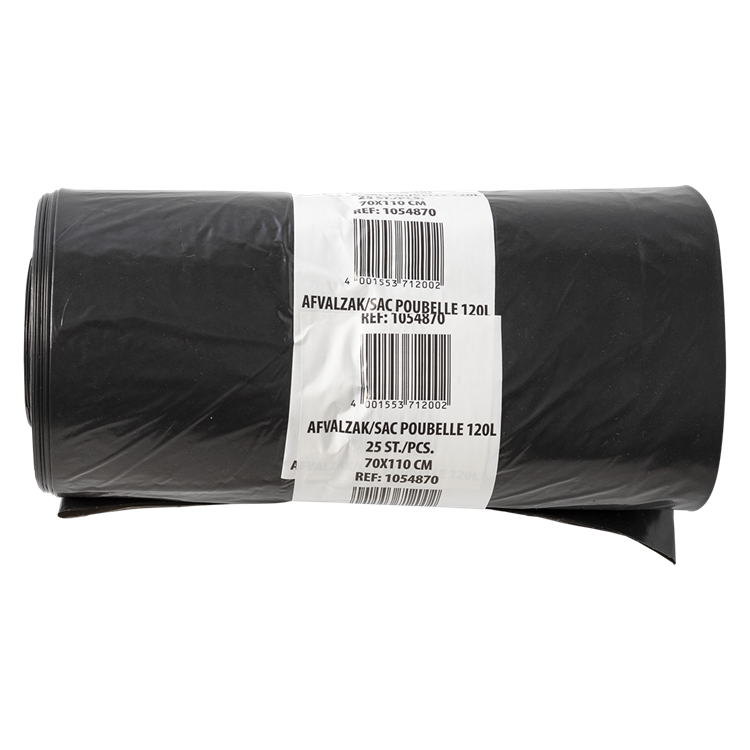 1054870 - afvalzak 120 liter, zwart ldpe25 st per rol | 10 stuks