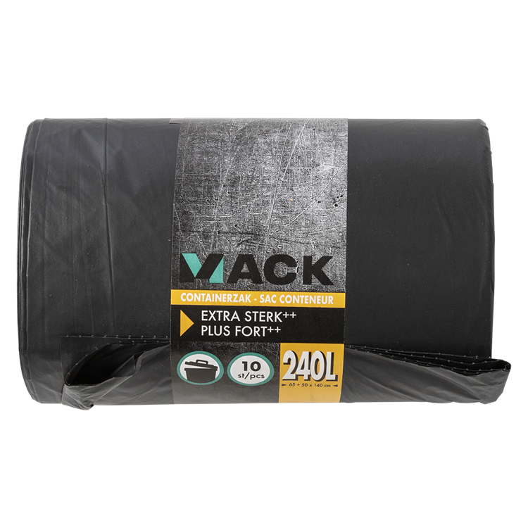1054871 - containerzak 240 liter zwart ldpe, 10 st per rol | 10 stuks