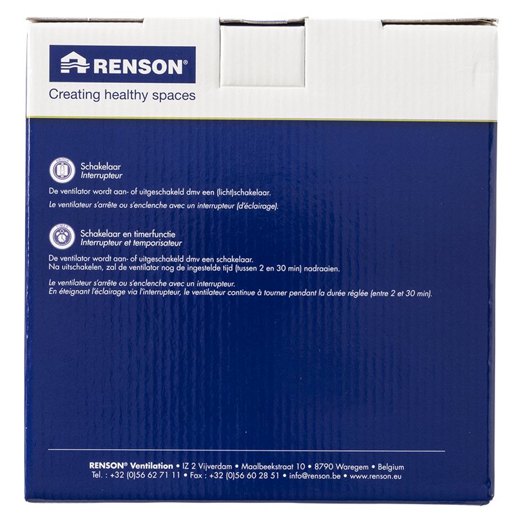 Renson 1006452 - afsluitbare ventilator met timer 7222t wit ø 125 | 2 stuks