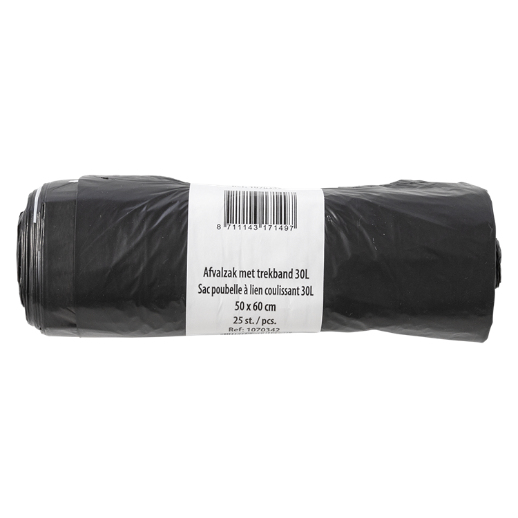 1070342 - afvalzak met trekband 30l 25st | 15 stuks
