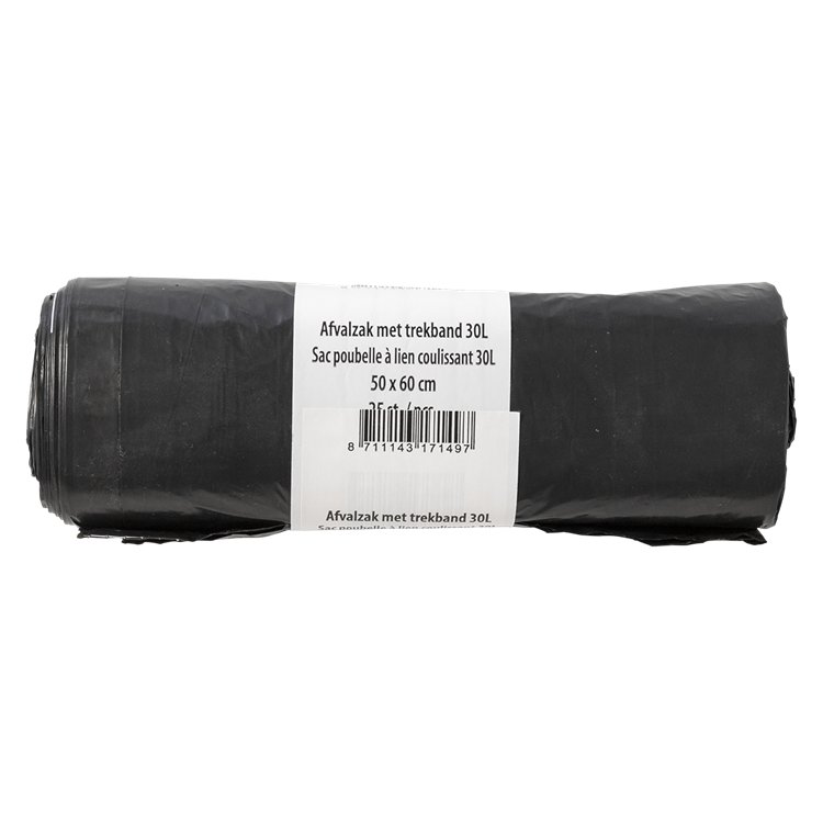 1070342 - afvalzak met trekband 30l 25st | 15 stuks