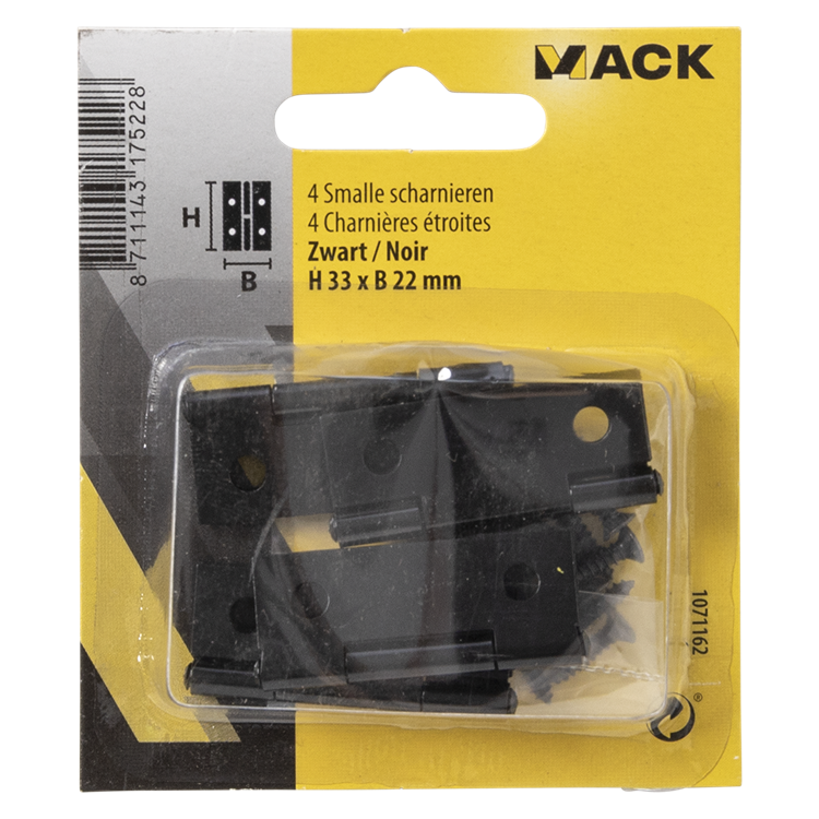 Mack 1071162 - 4 smalle scharnieren zwart h 33 x b22 mm | 5 stuks