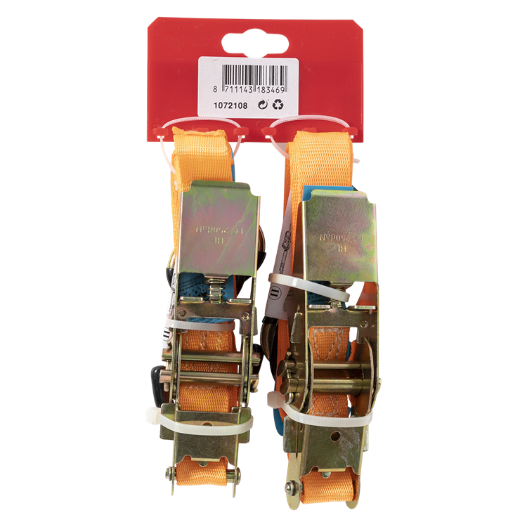 Mack 1072108 - 2 spangordels pe, ratelspanner25mm-4m max 500kg 2d,2 s haken | 5 stuks