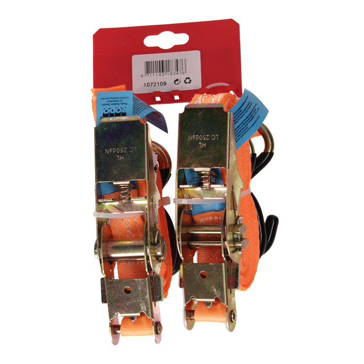 Mack 1072109 - 2 spangordels pe, ratelspanner25mm-6m max 500kg 2d, s haken | 5 stuks
