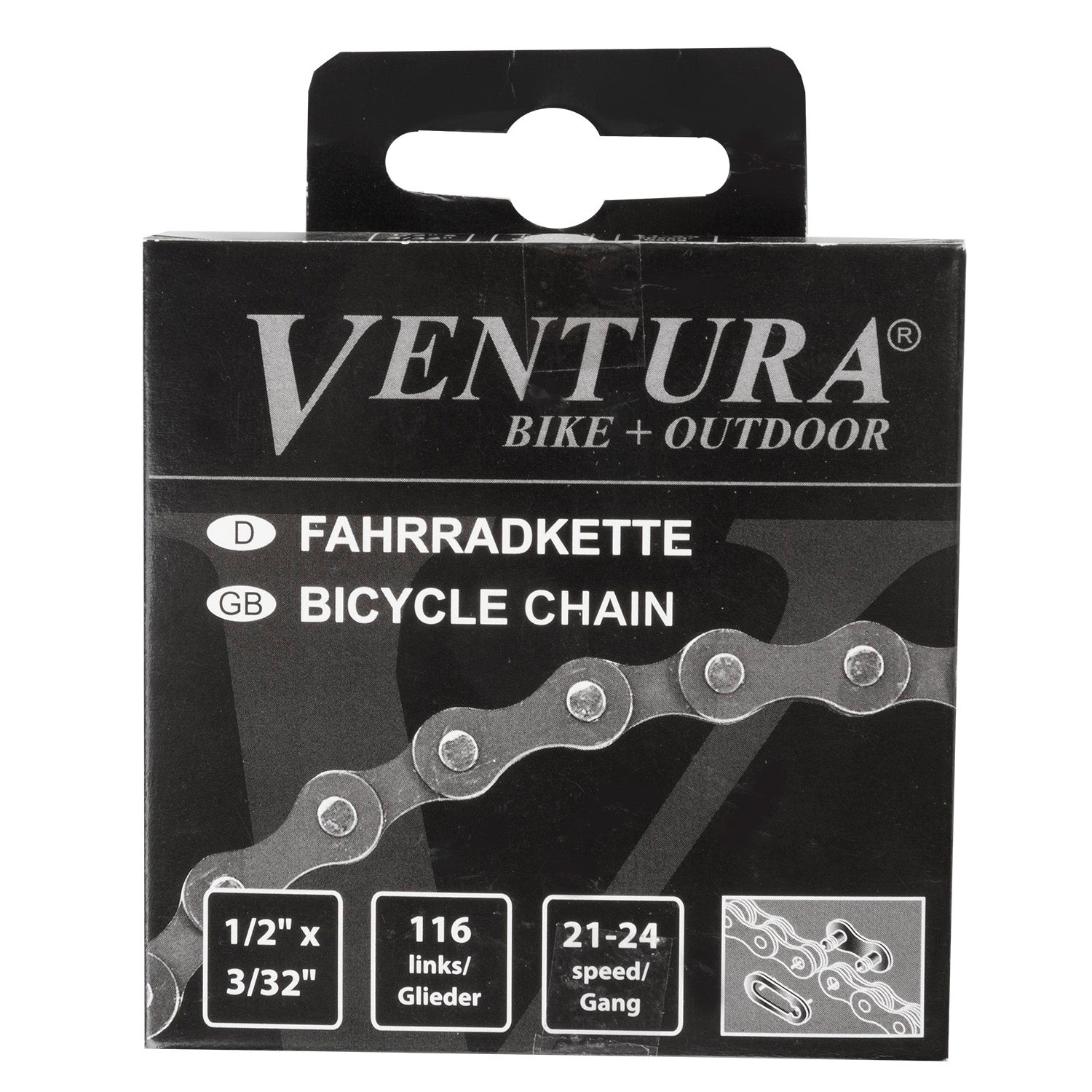 Chaîne Ventura 8 vitesses, 1 2x3 32 116L gris marron (paquet suspendu)