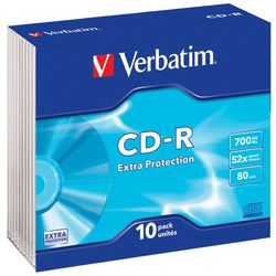 Cd-r slim-wrap 700mb verbatim 52x 80min. 10 stuk