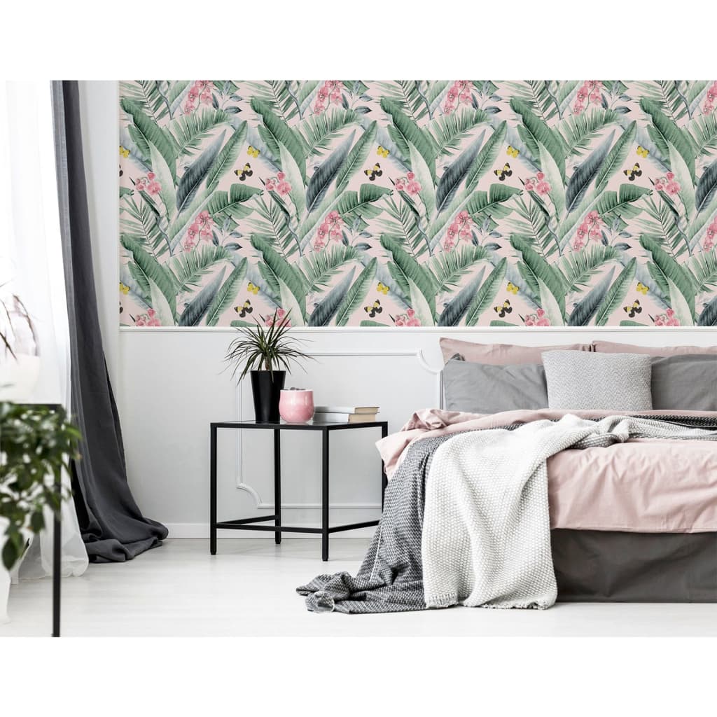 DUTCH WALLCOVERINGS DUTCH WALLCOVERINGS Behang Weelderig tropisch roze en blauw