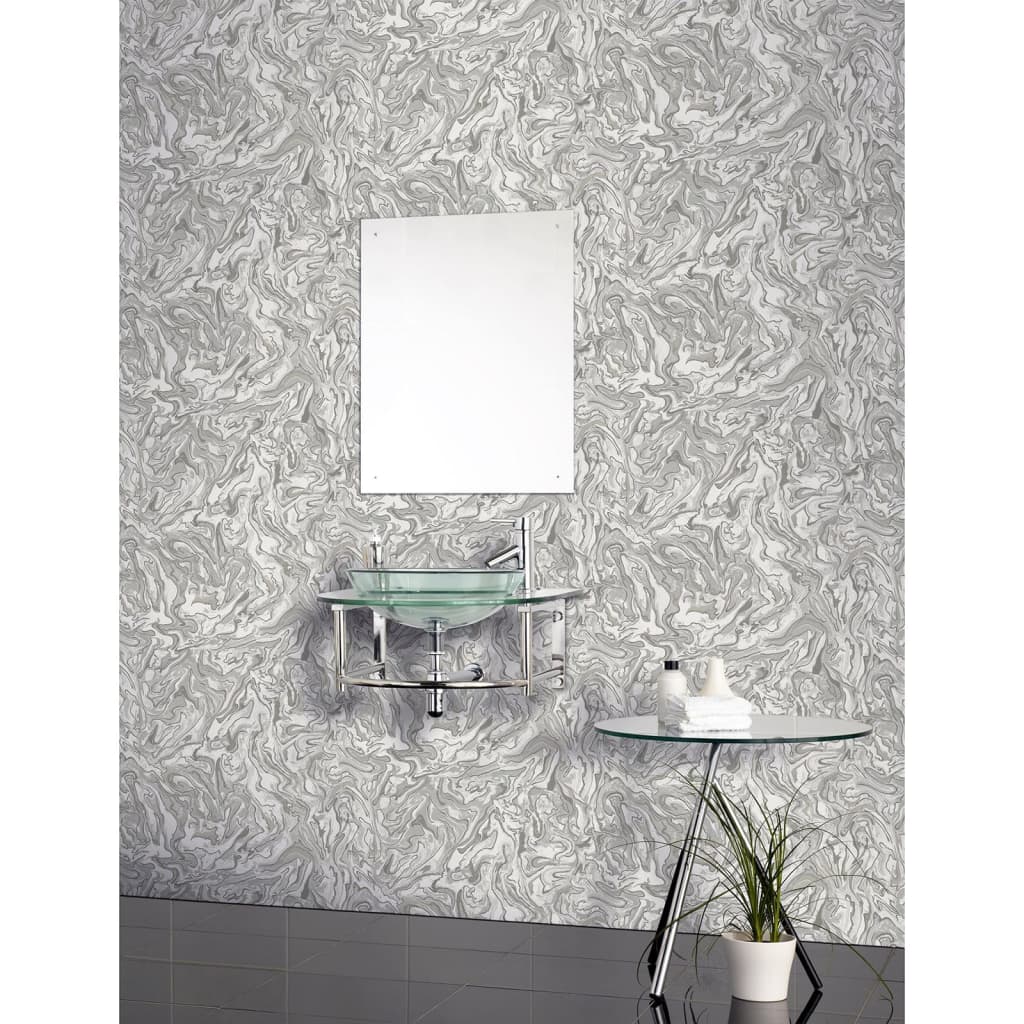 Dutch wallcoverings behang vloeibaar marmer grijs