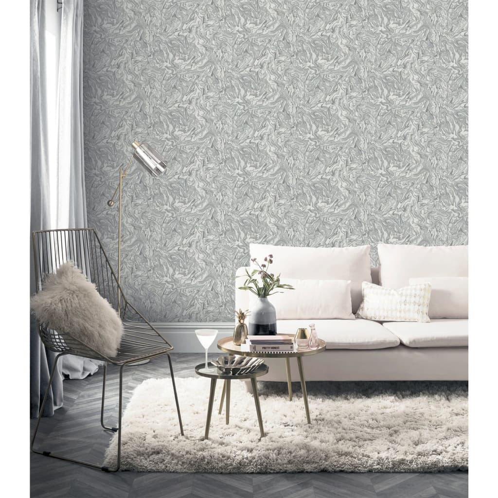Dutch wallcoverings behang vloeibaar marmer grijs