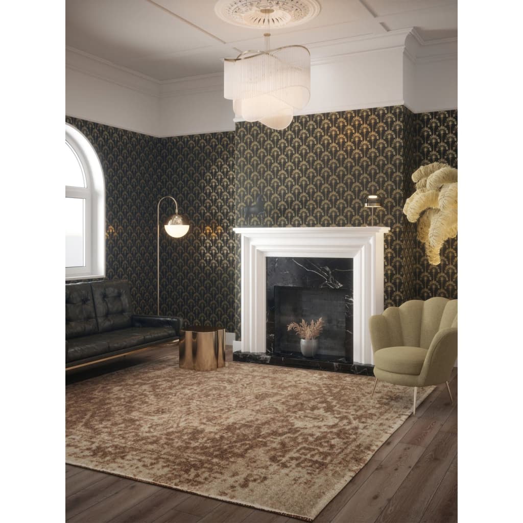 Dutch wallcoverings behang palm paleis zwart en goudkleurig