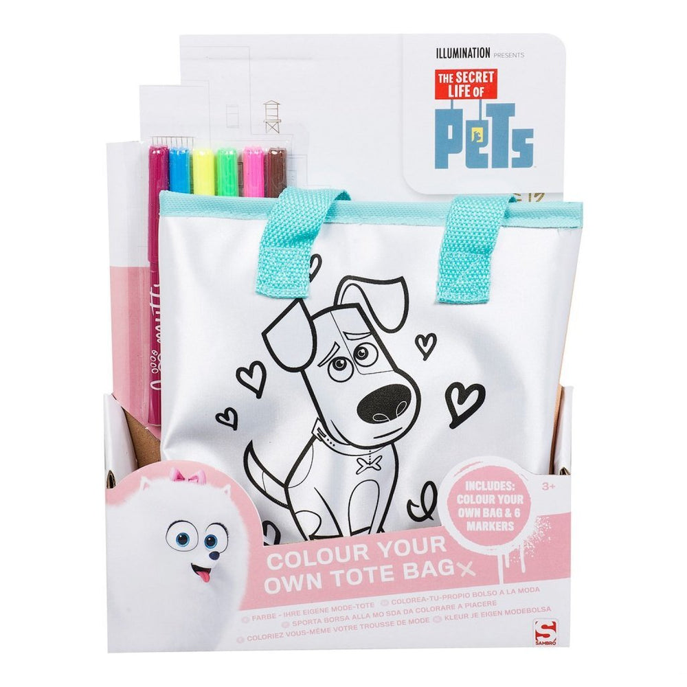 Sambro the secret live of Pets kleur je eigen tasje + 6 stiften