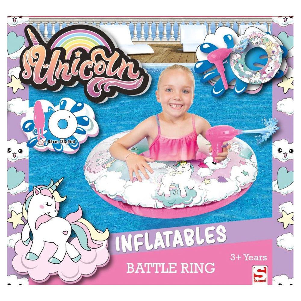 Sambro eenhoorn battlering zwemband met waterpistool 85 cm