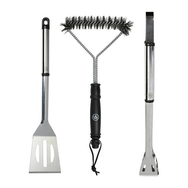 Interbosch flamecraft bbq gereedschapset 3-delig zwart rvs