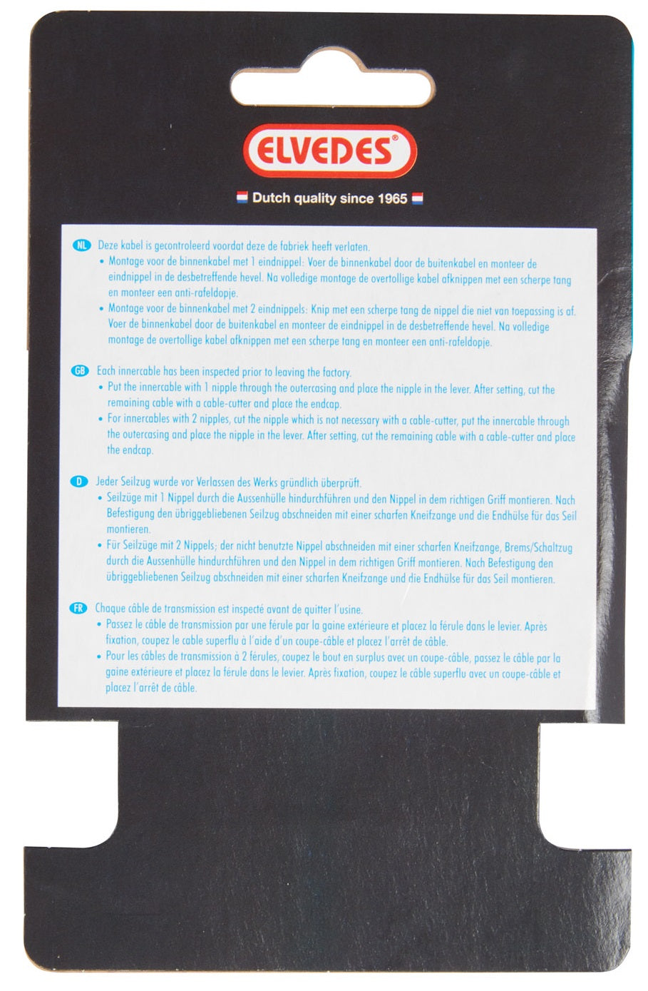 Elvedes rem binnenkabel 900mm 1×19 draads verzinkt ø1,5mm met t-nippel ø7×6mm