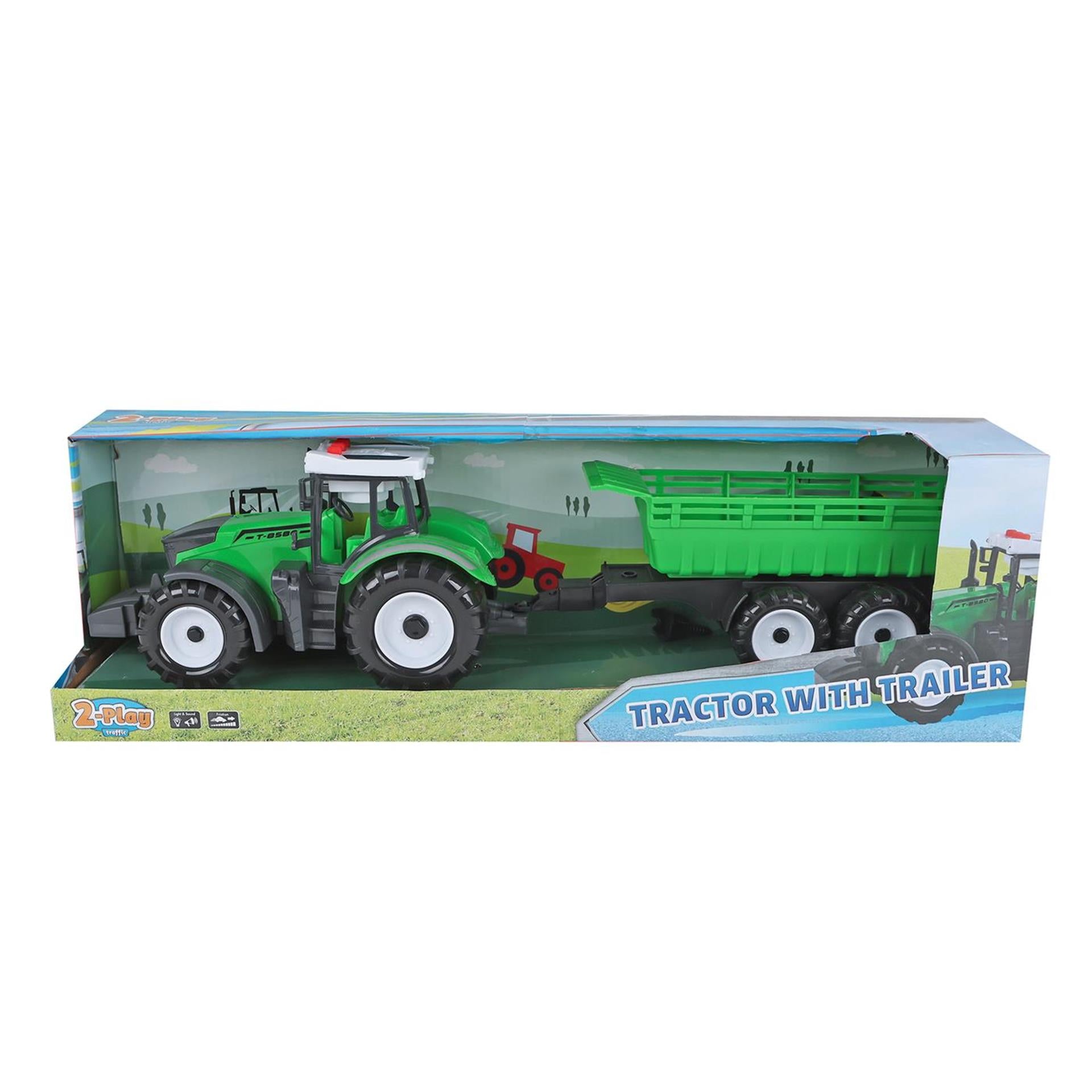 2-play tractor met aanhanger en kipfunctie met licht en geluid