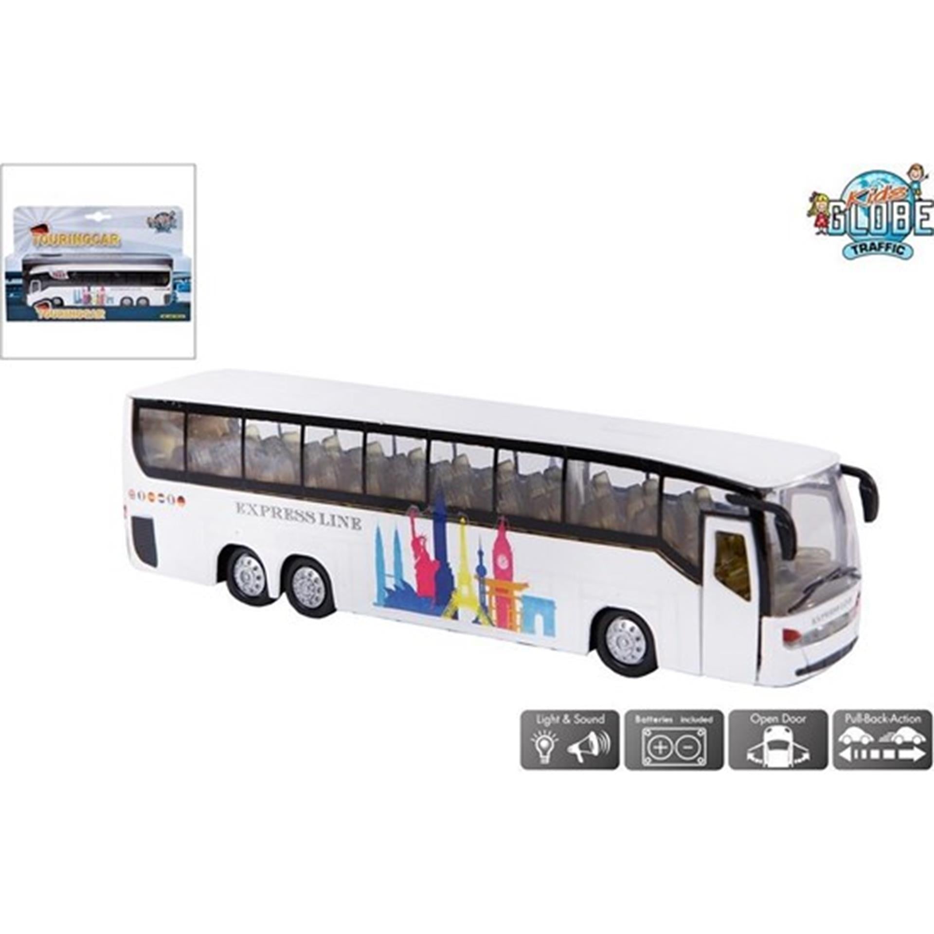 Kids Globe Gegoten Bus met Licht en Geluid, 19cm