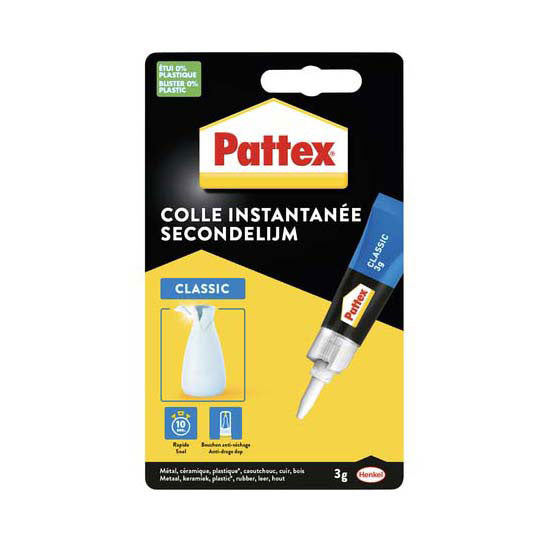 Pattex classic 3 g extra sterke superlijm voor rubber, metaal, glas, kunststof, keramiek, hout, leder, porselein meer - secondelijm - super glue