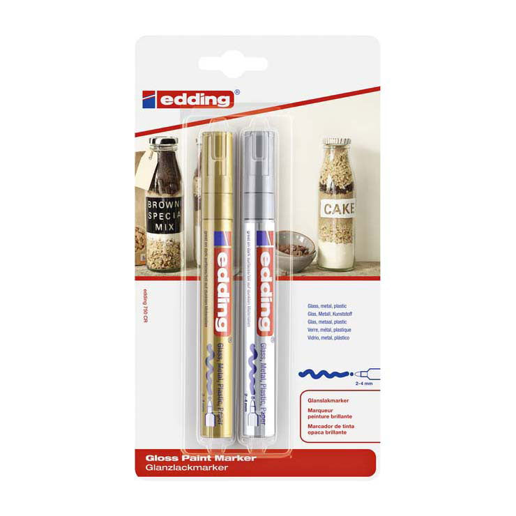 Quantore viltstift edding lakmarker goud en zilver