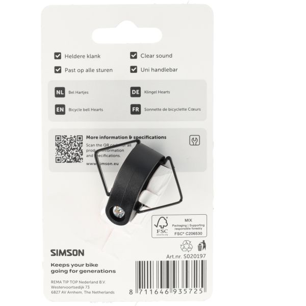 Simson fietsbel hartjes