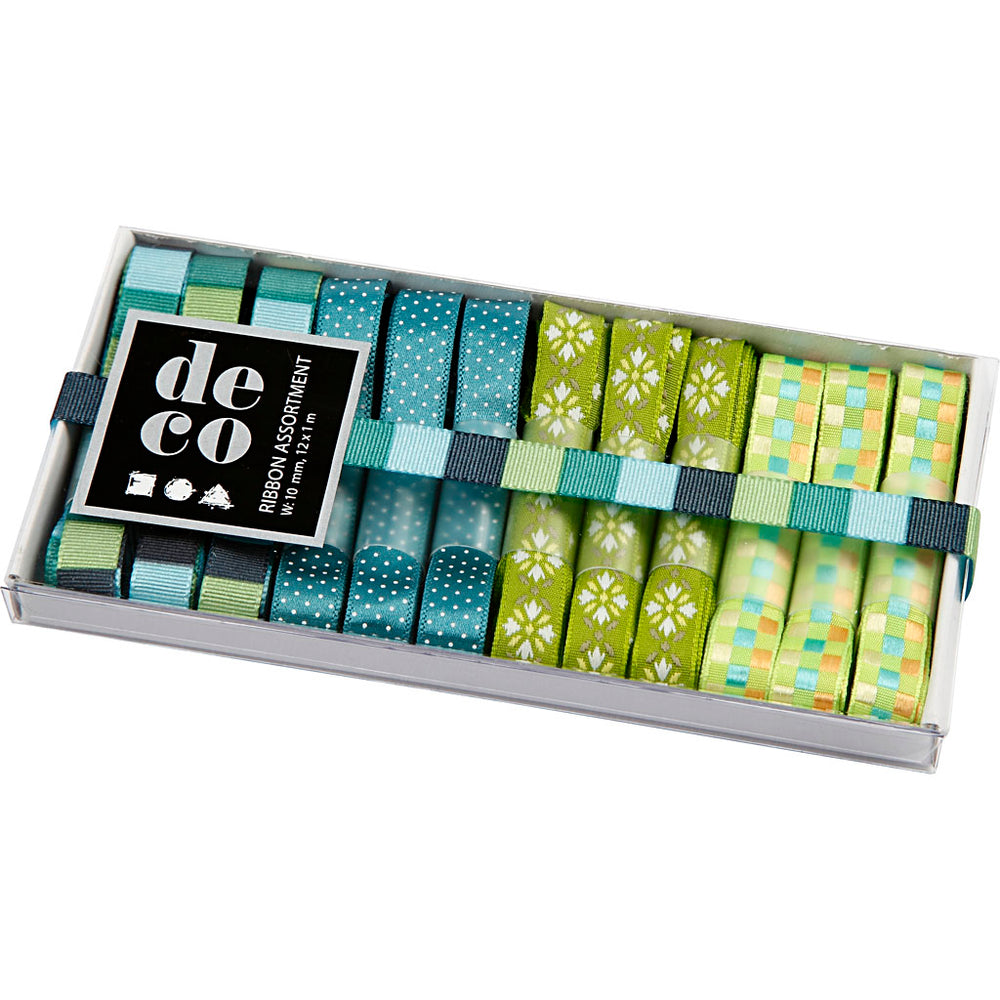 Creatief bedrijf lint collectie blauw groen, 12st.