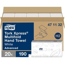 Tork papieren handdoeken xpress | multifold | 2-laags | 190 vellen | systeem h2 | pak van 20 stuks