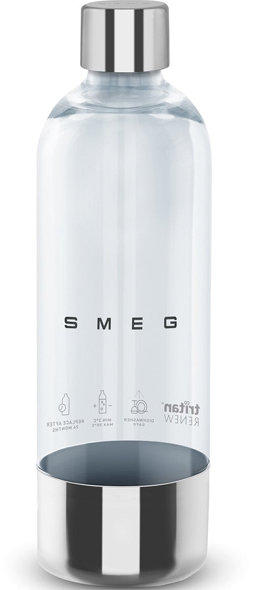 Smeg sksb01 waterfles voor sodamaker - 1 liter - tritan™ renew - bpa-vrij - vaatwasserbestendig - geschikt voor skc01 bruiswatertoestel