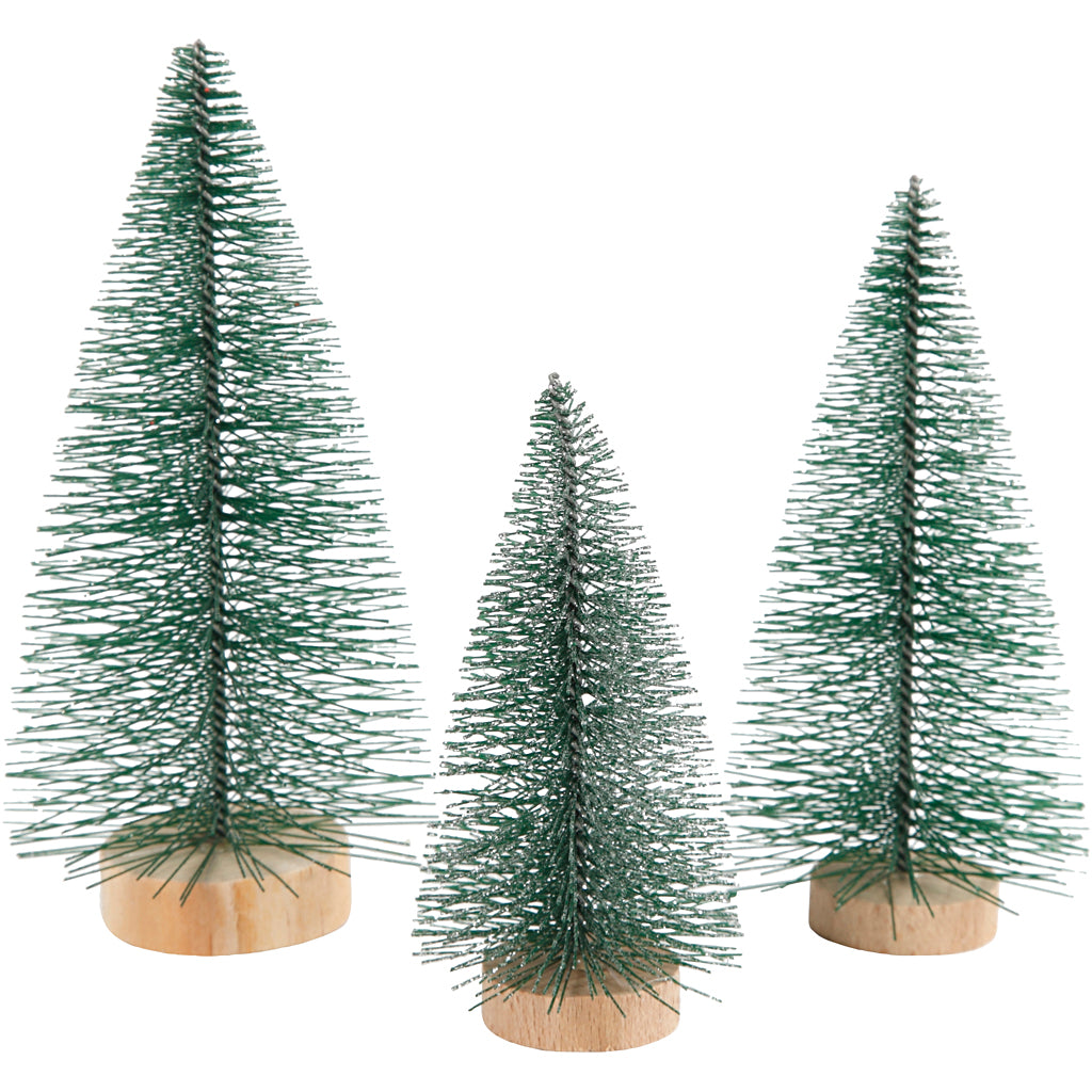 Creatief bedrijf kerstbomen duikers met houten staander, 3st.