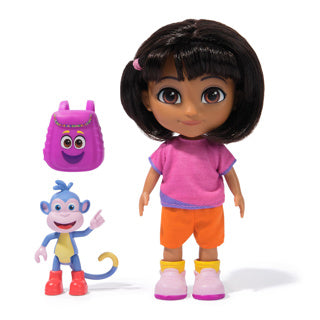 Dora pop 15 cm met rugzak en boots | 2 stuks